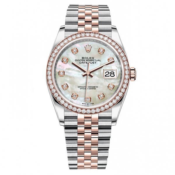 Rolex Datejust 36 White mother-of-pearl set with diamonds 126281RBR