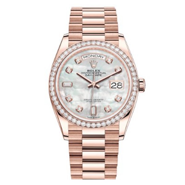 Rolex Day Date Ladies White mother-of-pearl set with diamonds 128345RBR