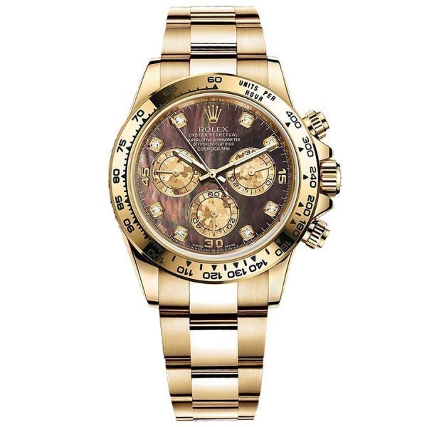 Rolex Cosmograph Daytona Yellow Gold 116508 Black mother-of-pearl set with diamonds