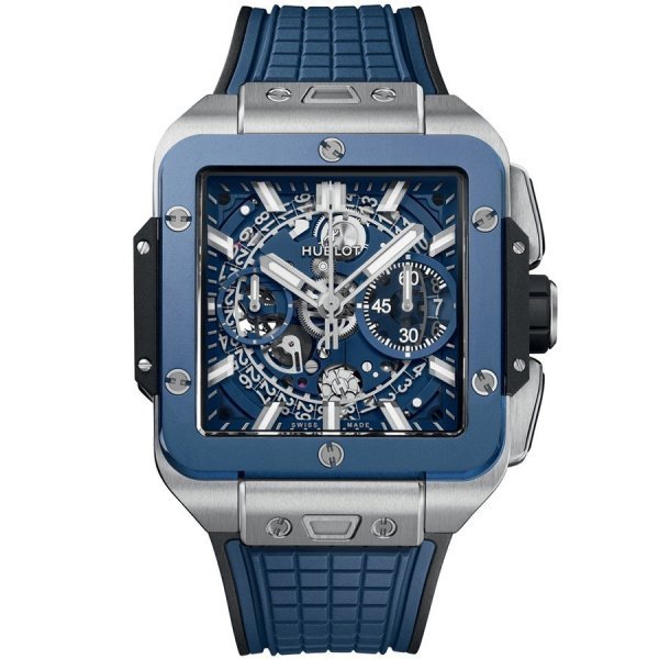 Часы мужские Hublot Square Bang Unico Titanium Blue Ceramic 821.NL.5170.RX