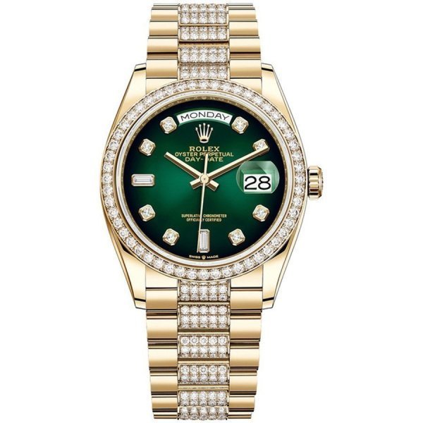 Rolex  Day-Date 36 Yellow gold Bezel set with diamond President Bracelet  128348rbr-0036