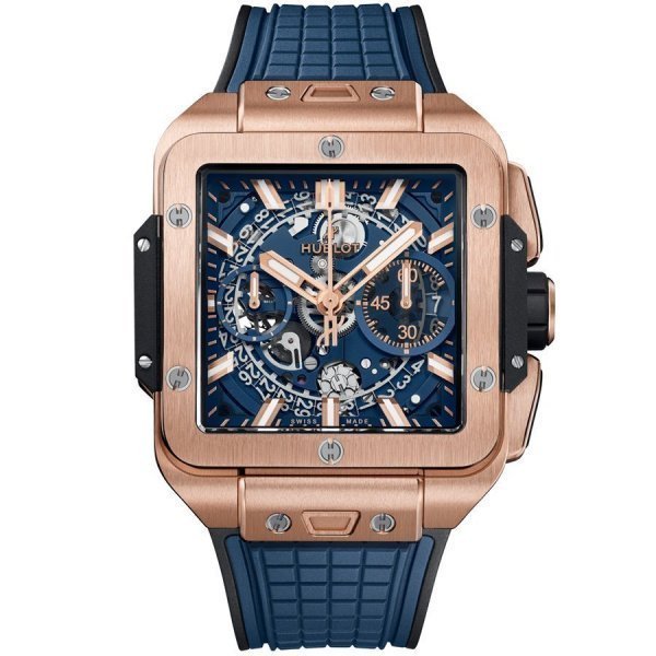 Часы мужские Hublot Square Bang Unico King Gold Blue 821.OX.5180.RX